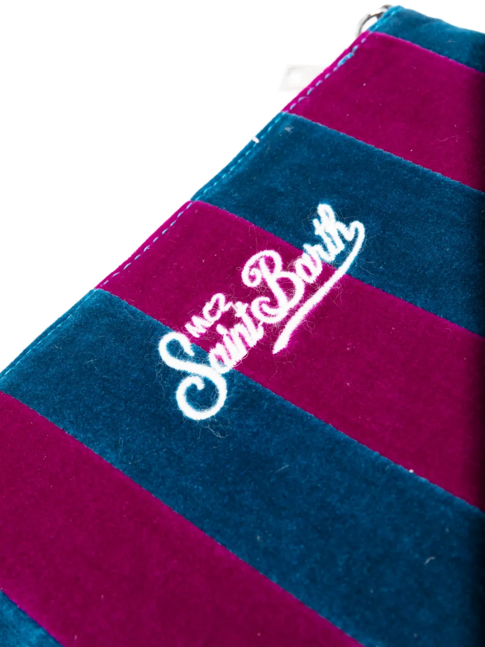 Mc2 Saint Barth Parisienne Logo-embroidered Striped Clutch Bag In Blue