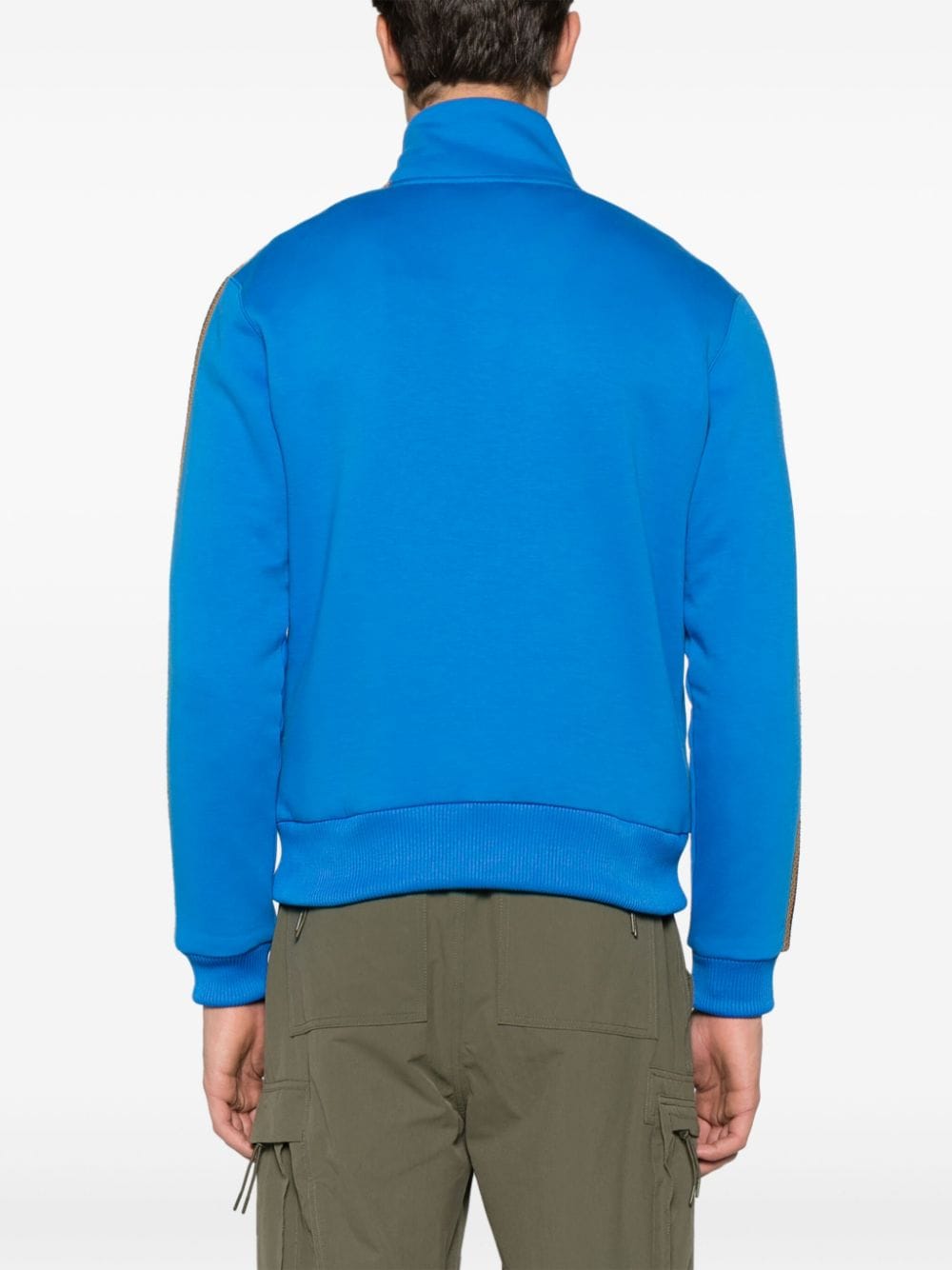 Shop Lacoste Logo-embroidered Striped Track Jacket In Blue