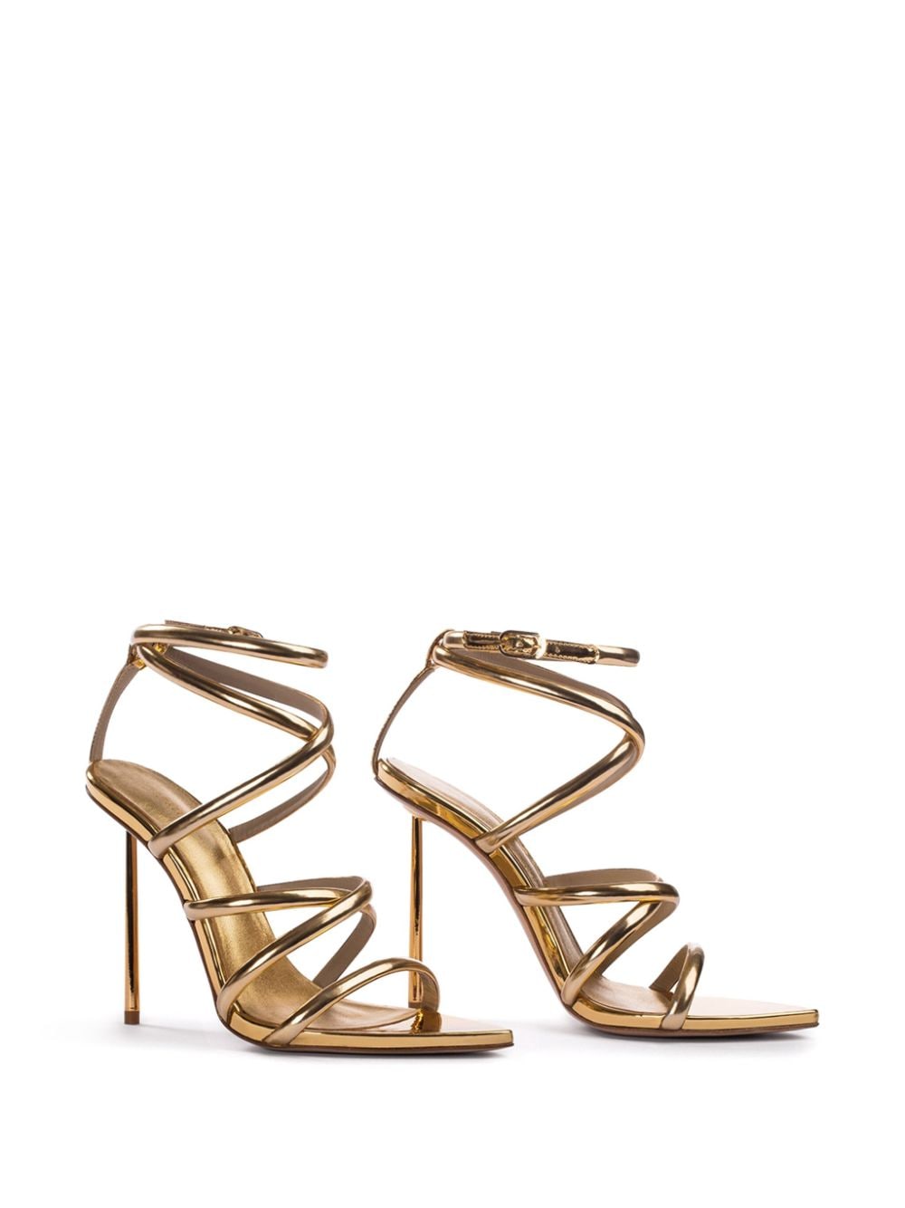 Shop Le Silla Bella Leather Sandals In Gold