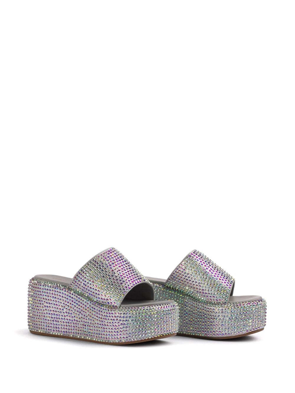 Shop Le Silla Aiko 80mm Crystal Mules In Silver
