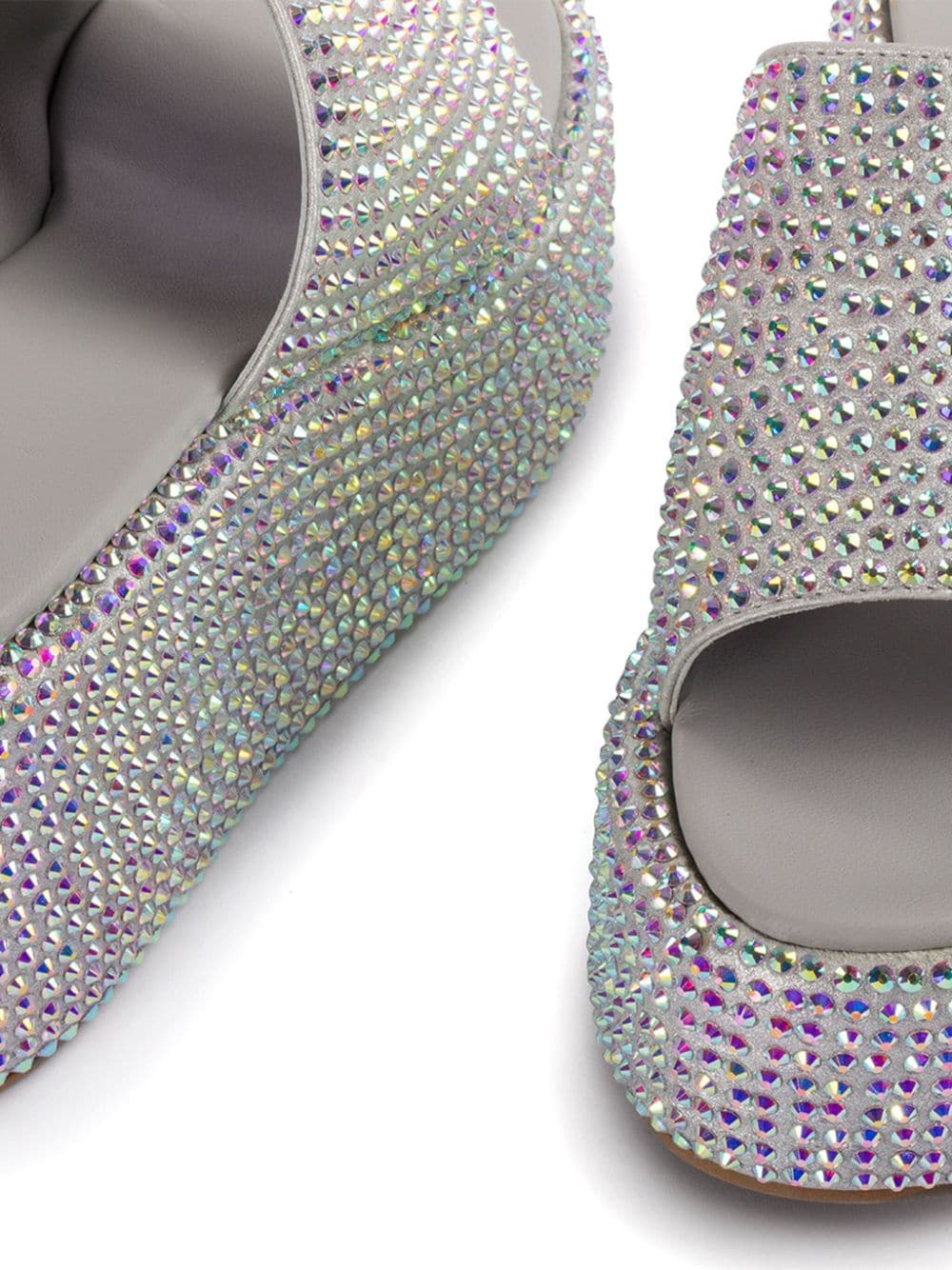 Shop Le Silla Aiko 80mm Crystal Mules In Silver