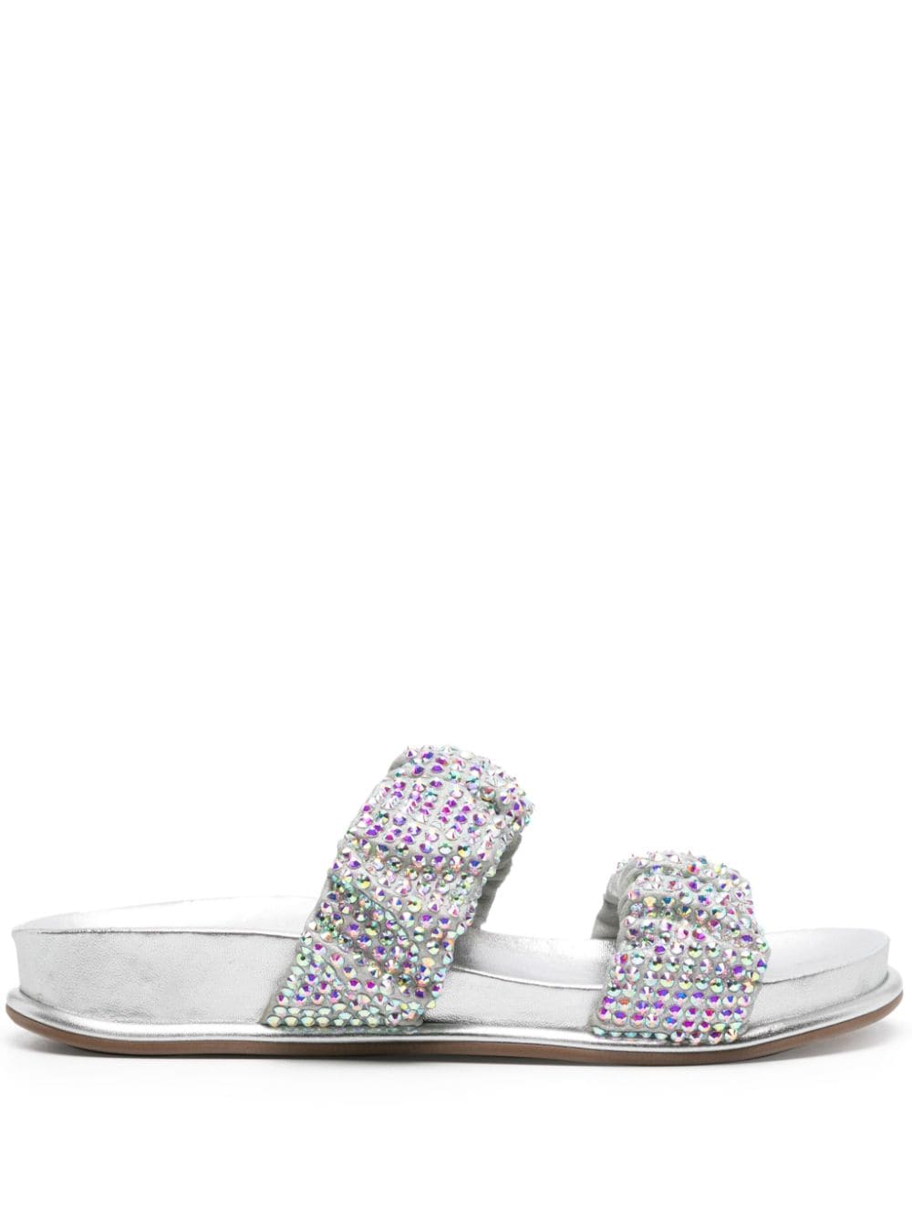 Le Silla Pool Side Leather Sandals In Silver