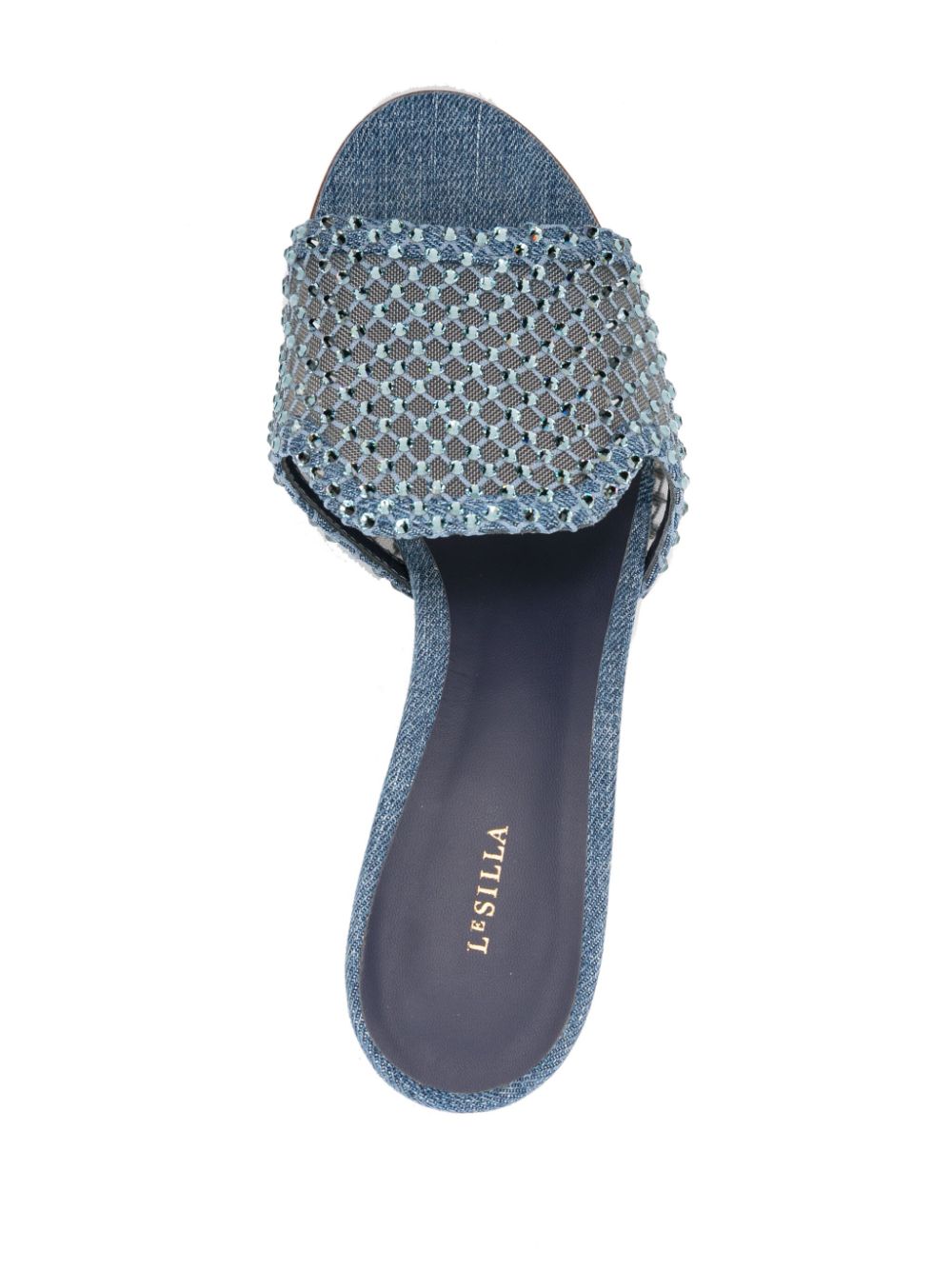 Shop Le Silla Gilda 65mm Crystal-embellished Mules In Blue