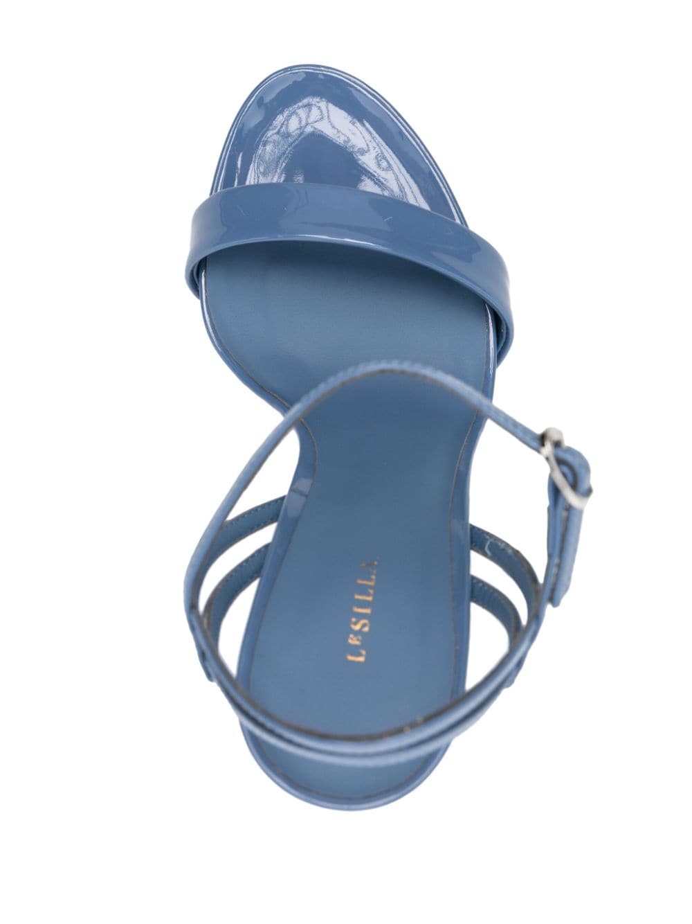 Shop Le Silla Gwen 120mm Patent-leather Sandals In Blue