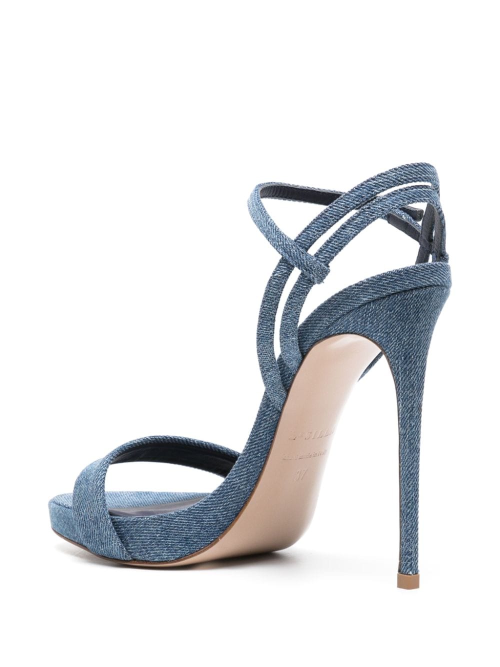 Shop Le Silla Gwen 120mm Denim Sandals In Blue