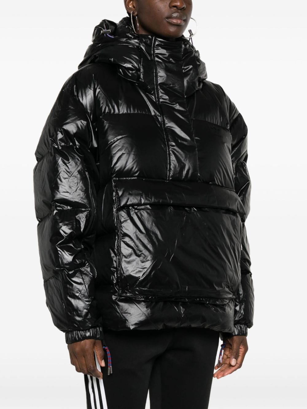 Shop Adidas Originals Stripe-detail Puffer Jacket In Black