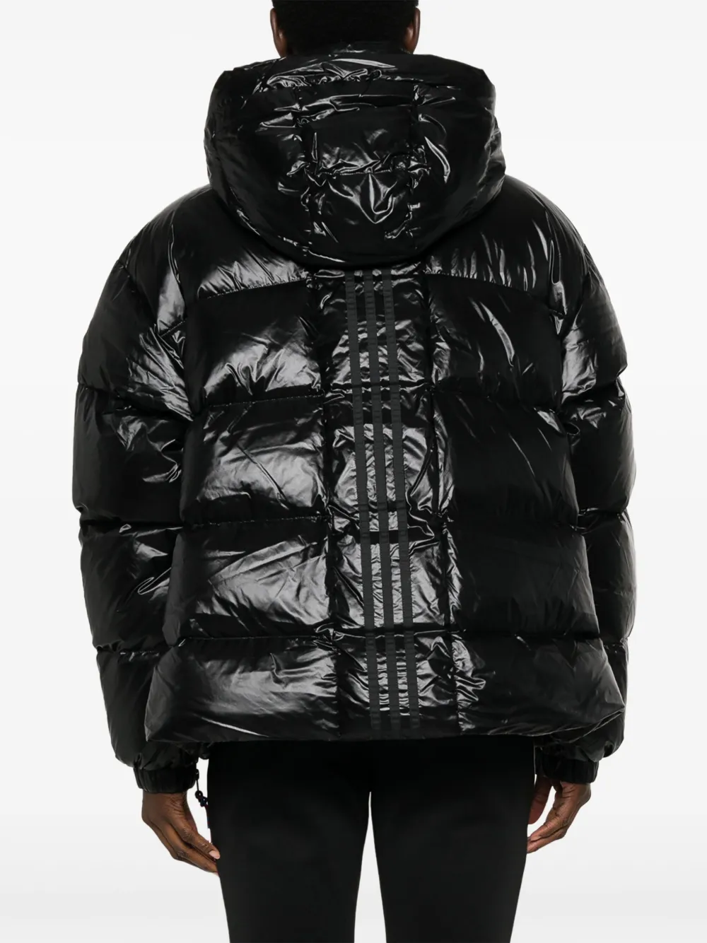 Shop Adidas Originals Stripe-detail Puffer Jacket In Black