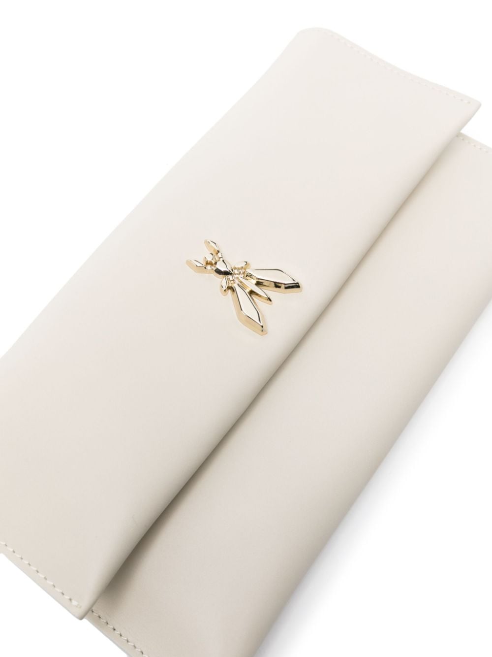 Shop Patrizia Pepe Fly Ceremony Leather Clutch In Neutrals