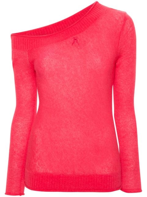 asymmetric-neck long-sleeve jumper