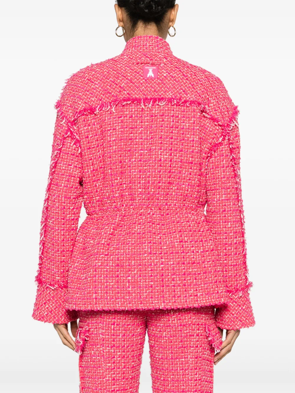 Shop Patrizia Pepe Drawstring-waist Tweed Jacket In Pink