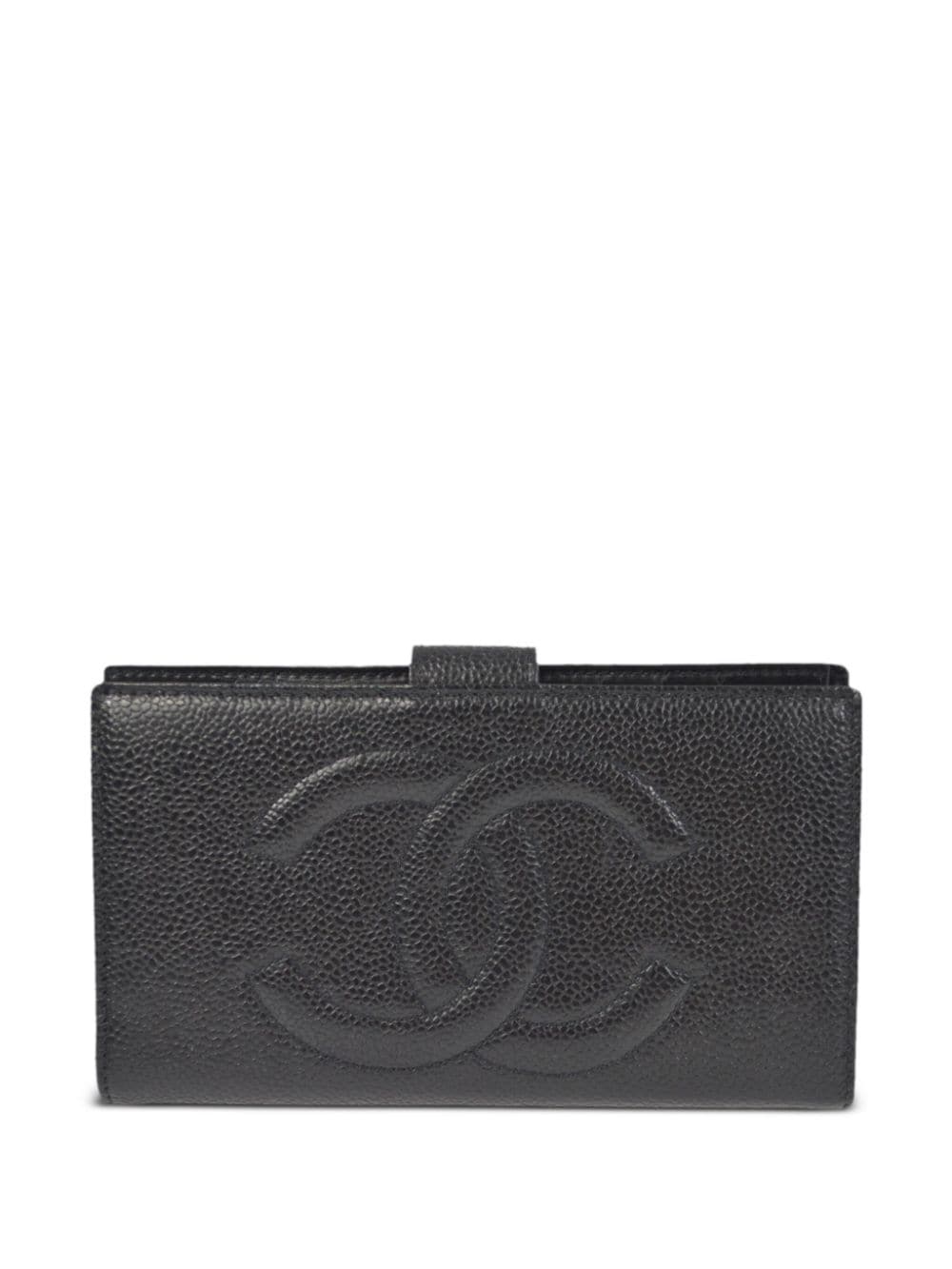 Pre-owned Chanel 1997 Cc Leather Wallet In Black