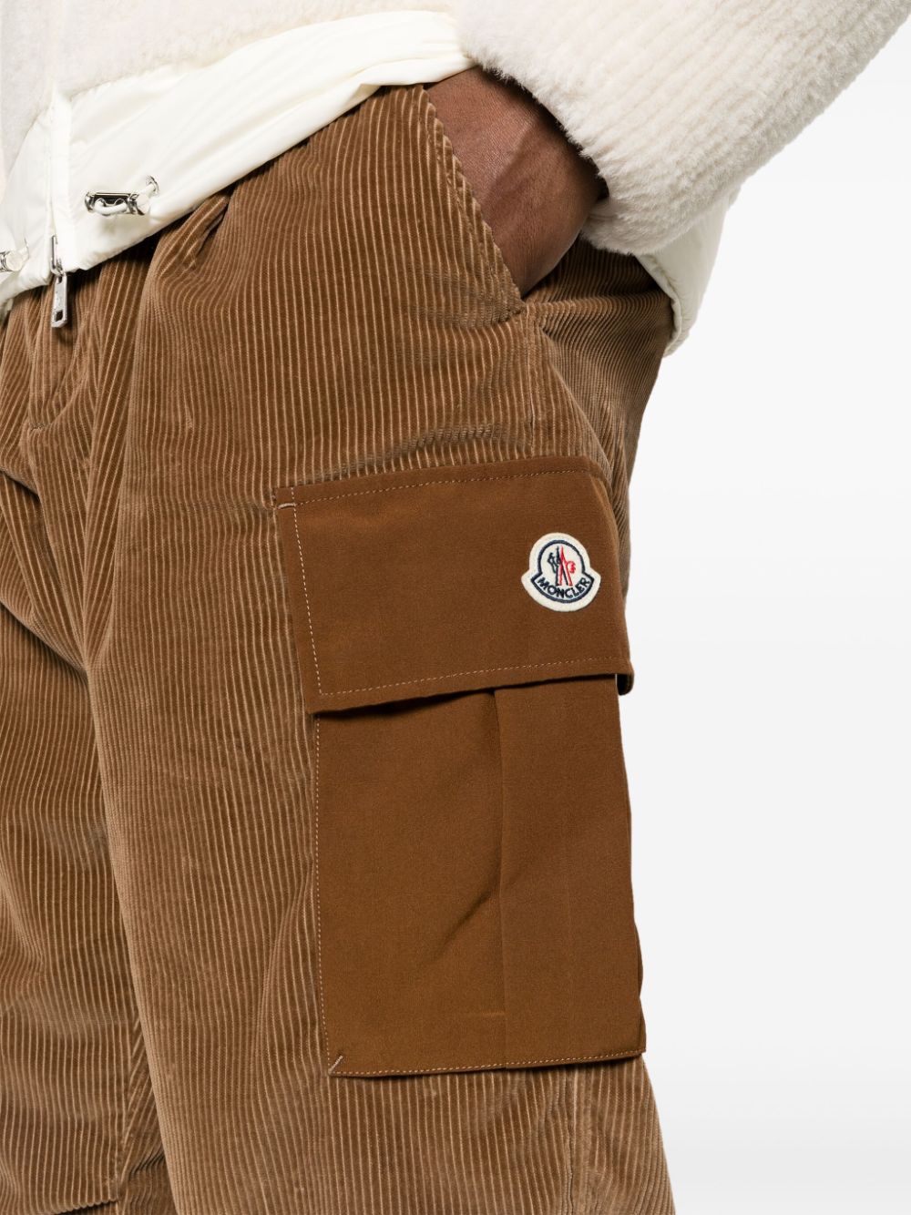Shop Moncler Corduroy Wide-leg Trousers In Brown