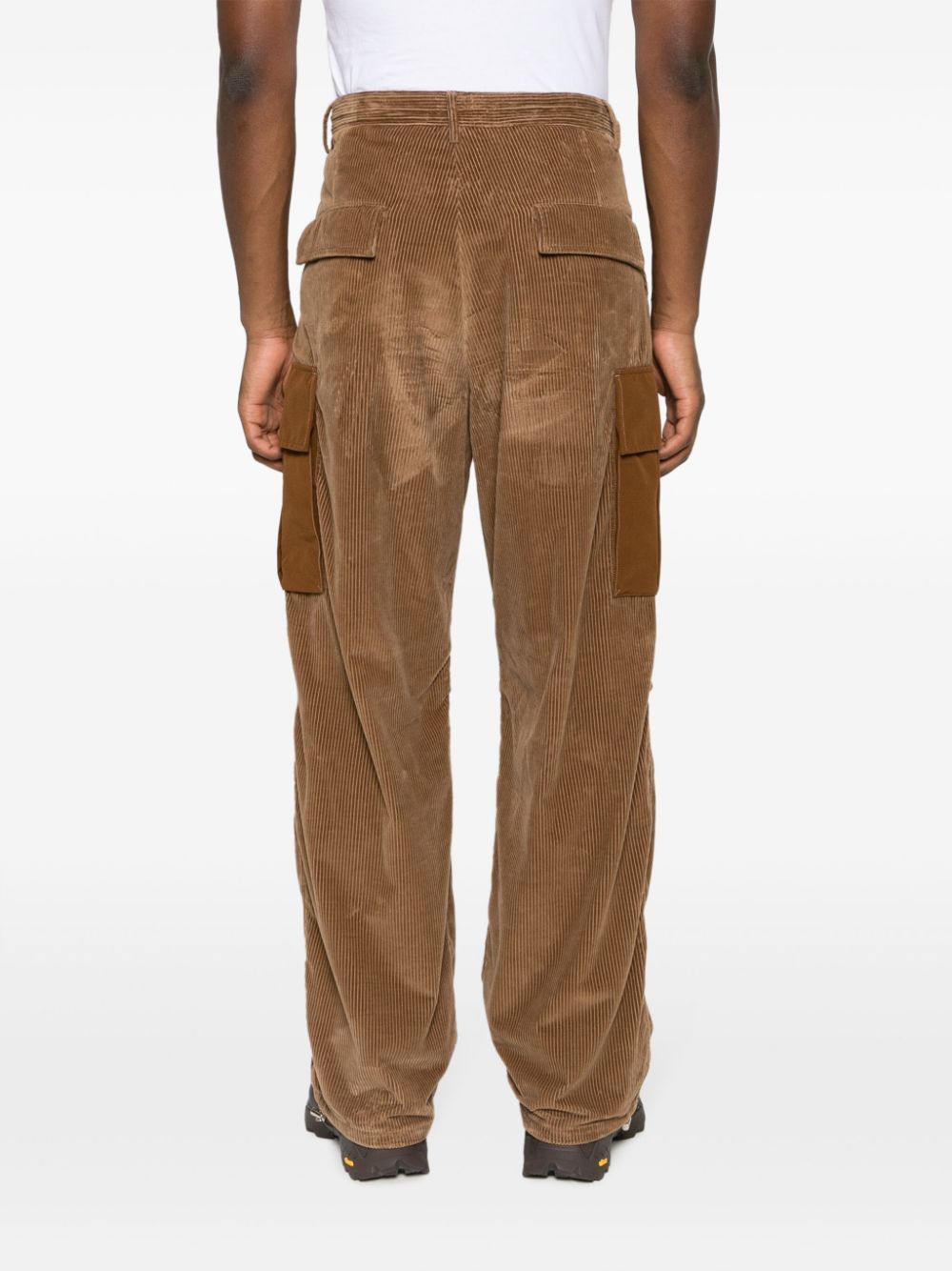Shop Moncler Corduroy Wide-leg Trousers In Brown