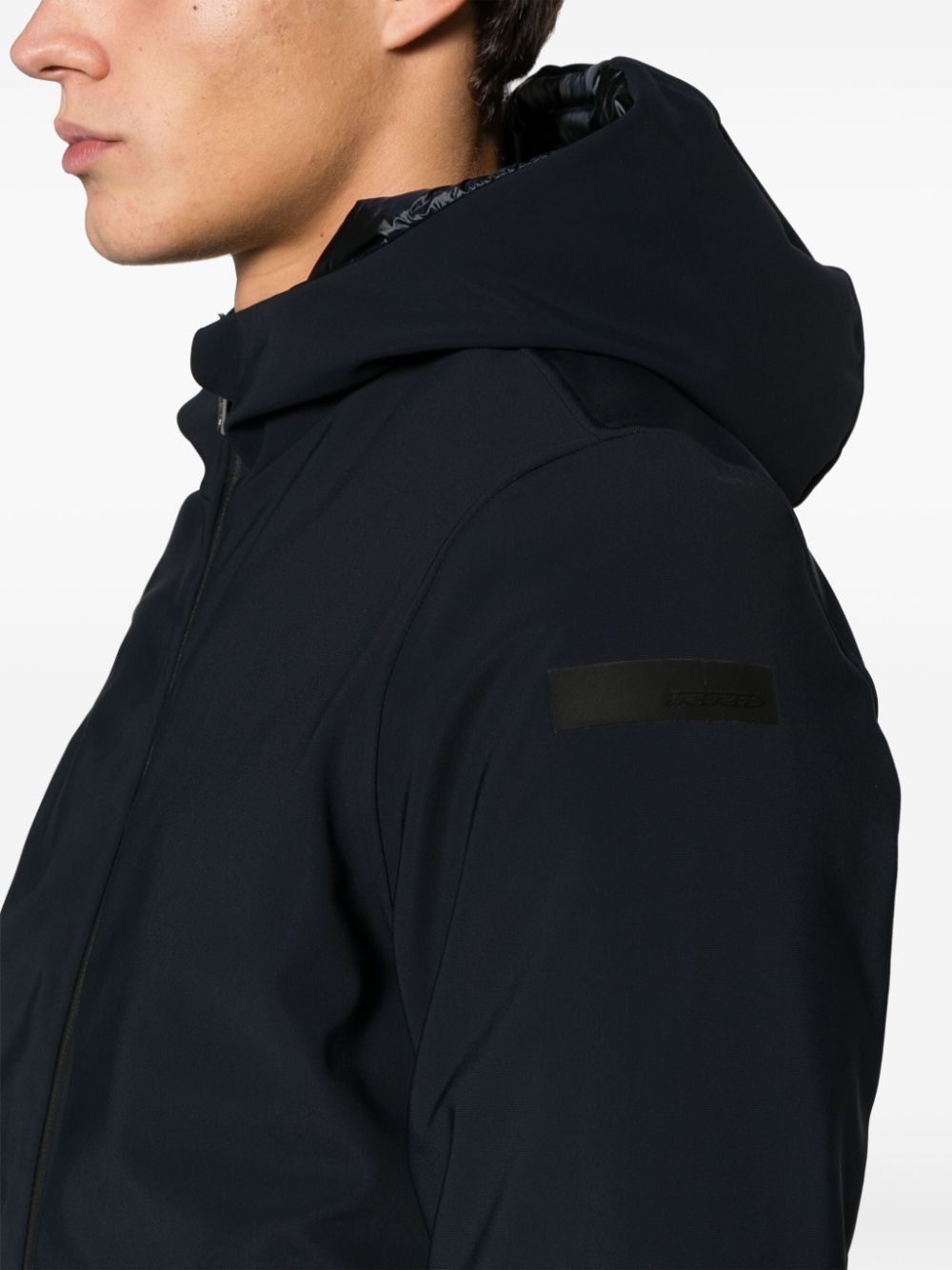 Shop Roberto Ricci Designs Logo-embossed Hooded Down Jacket In Blue