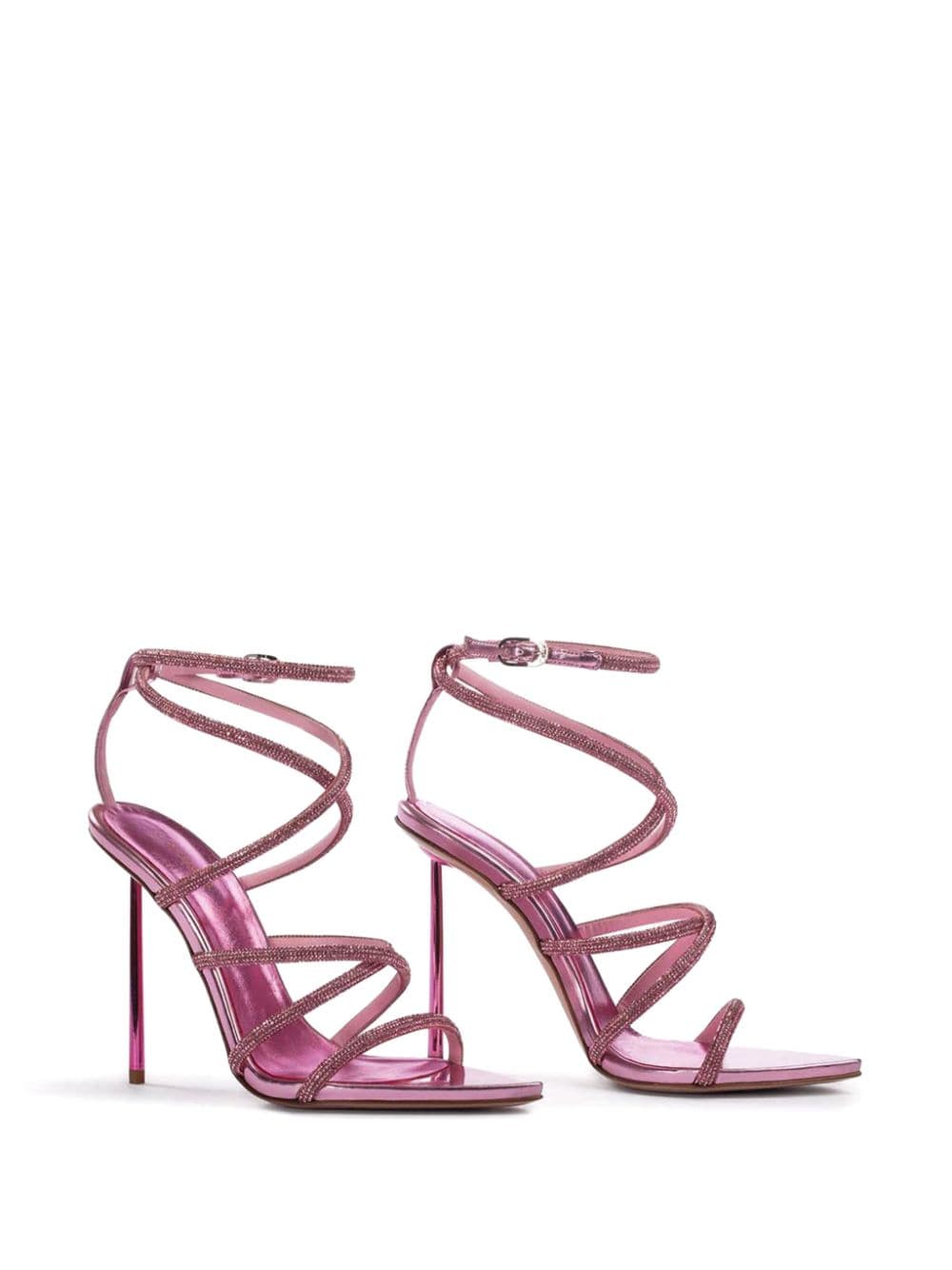Shop Le Silla Bella Crystal-embellished Wrap Sandals In Pink