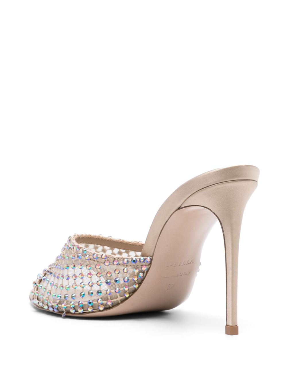 Shop Le Silla Gilda 110mm Crystal-embellished Mules In Neutrals