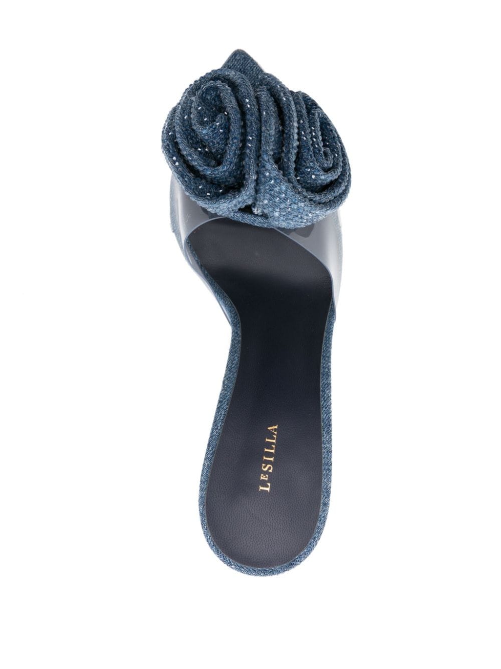 Shop Le Silla Rose 110mm Denim Mules In Blue