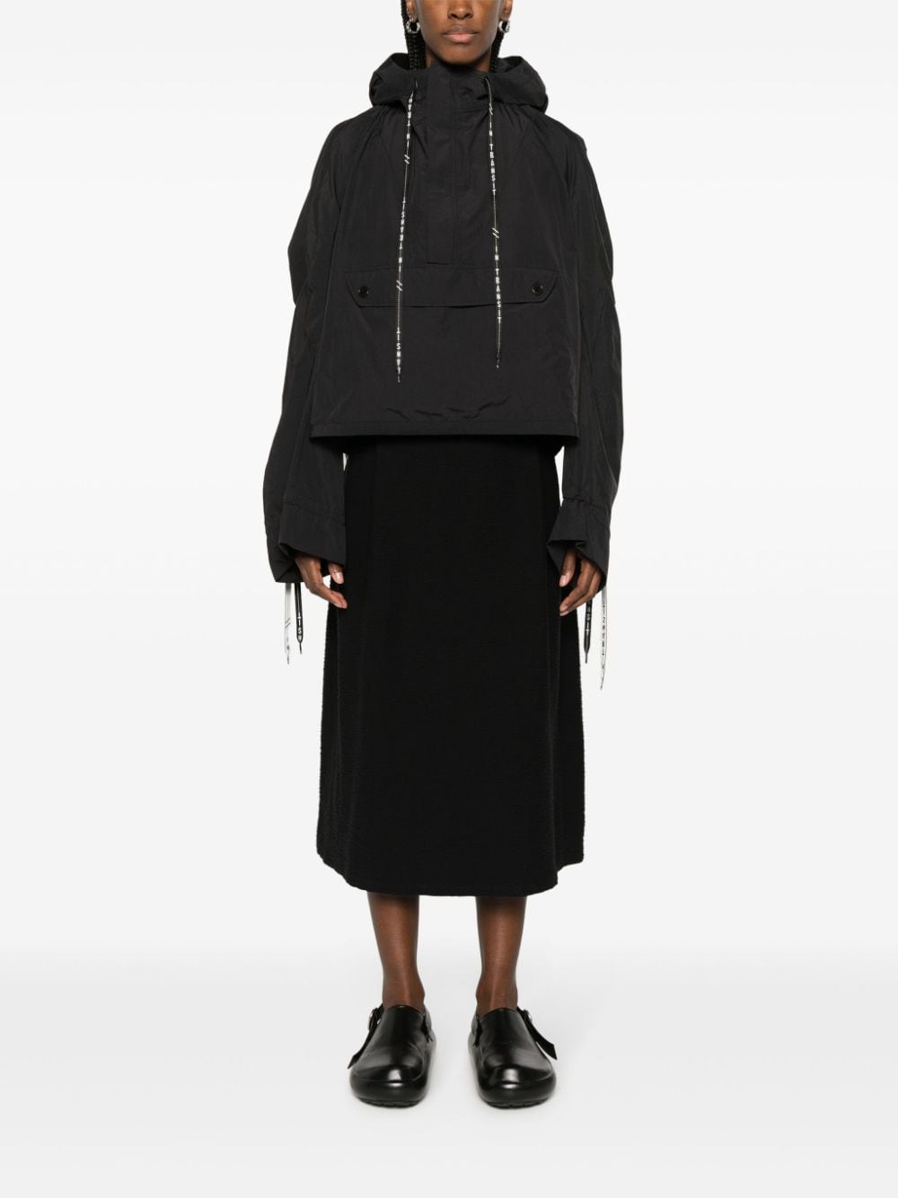 Shop Henrik Vibskov Delivery Half-zip Hooded Jacket In Black