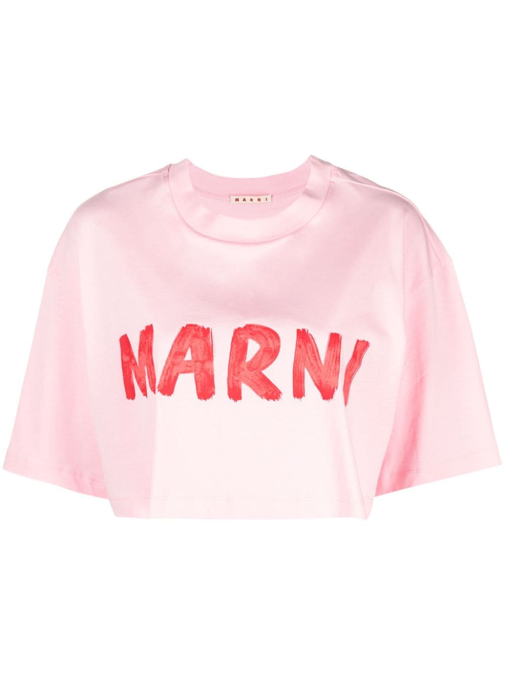 Marni logo-print cropped cotton T-shirt - Rosa