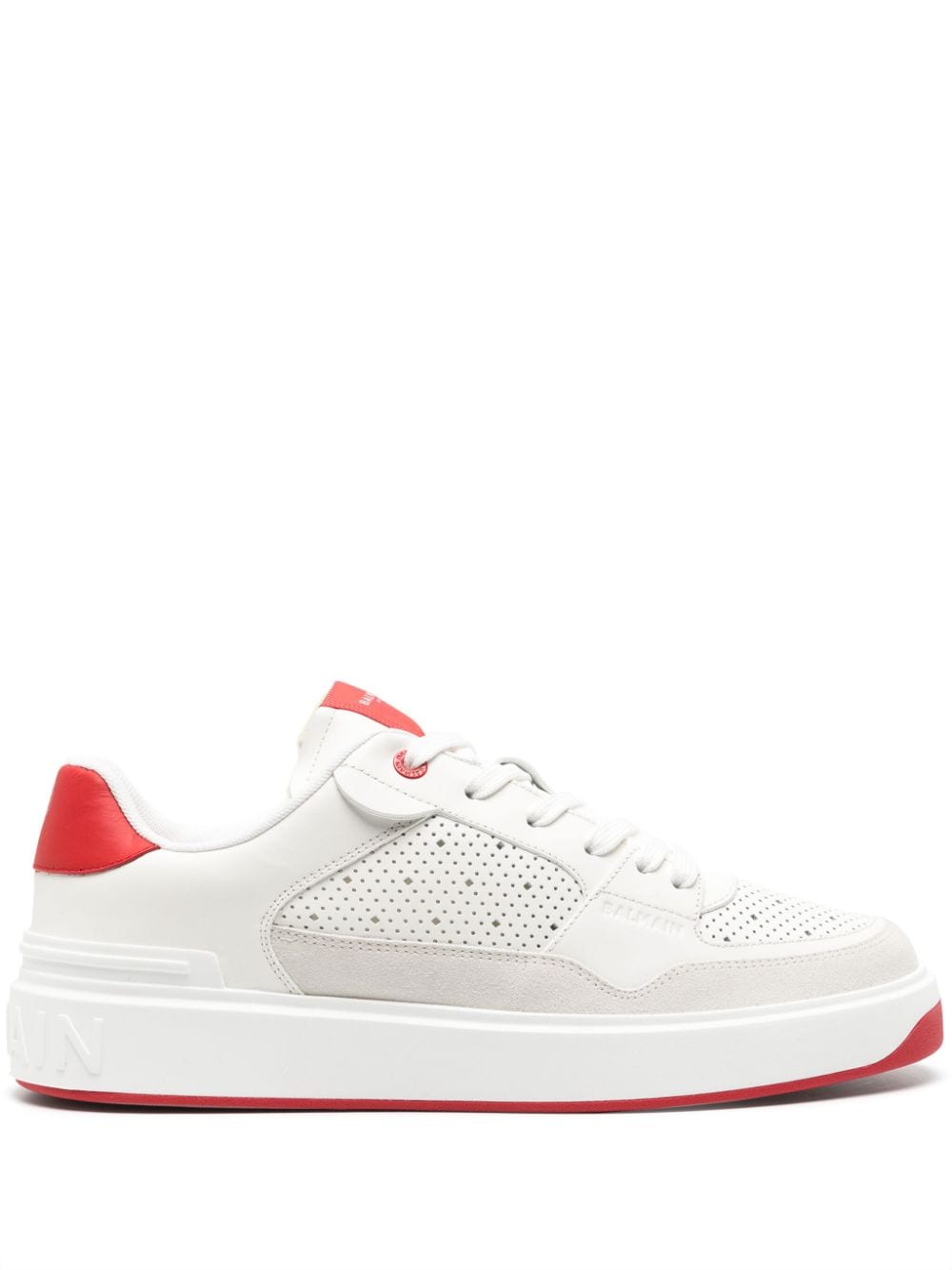 Shop Balmain B-court Flip Leather Sneakers In White