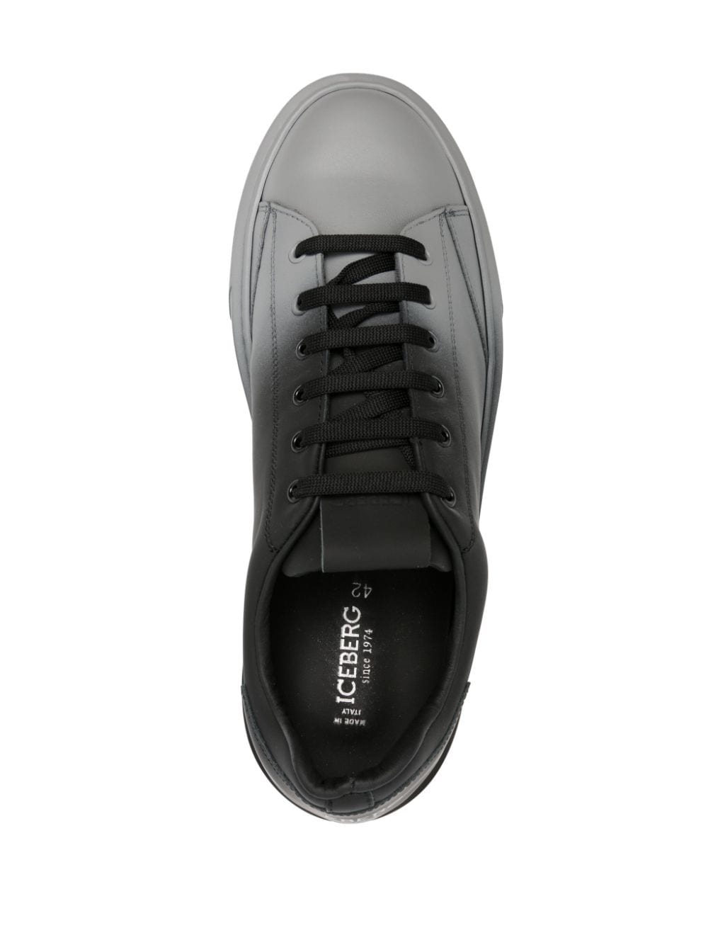 Shop Iceberg Gradient Leather Lace-up Sneakers In Grey