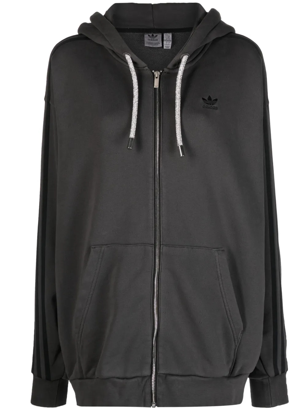 adidas logo-embroidered hooded jacket | Grey | Image 1