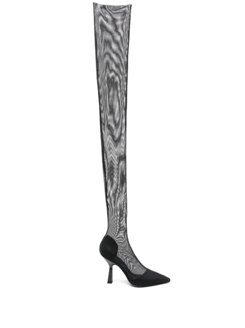 Patrizia Pepe 100mm above-knee tulle boots