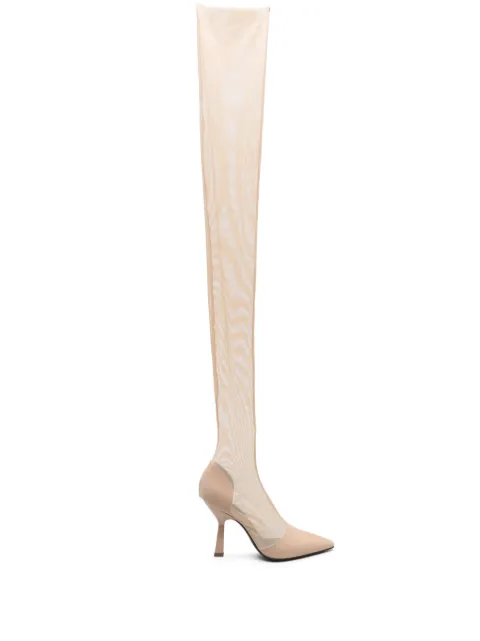 Patrizia Pepe 100mm above-knee tulle boots