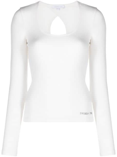 Patrizia Pepe rhinestone embellished long-sleeve T-shirt