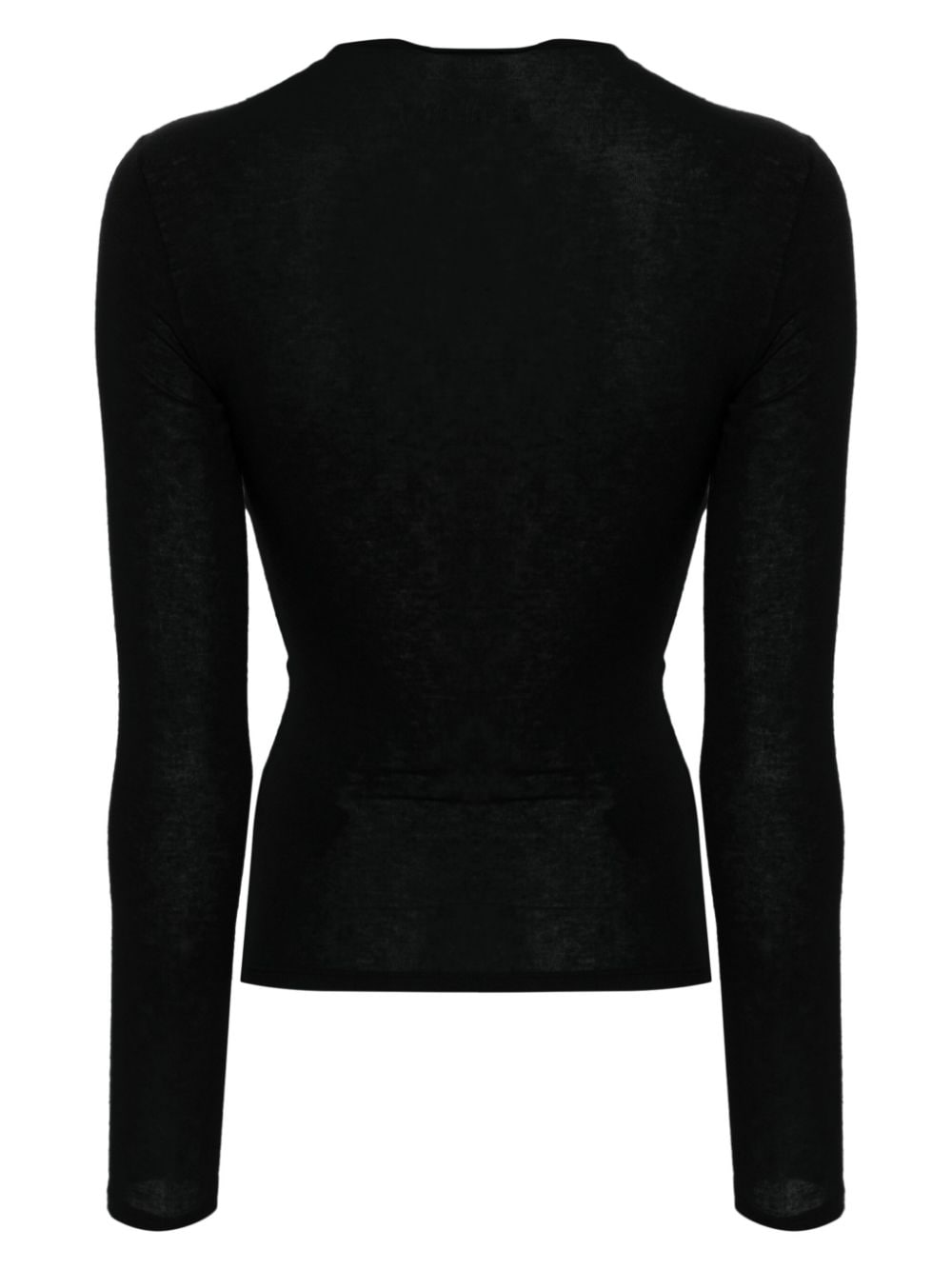 Shop Patrizia Pepe Ruched-detailed Fine-knit Jumper In Black