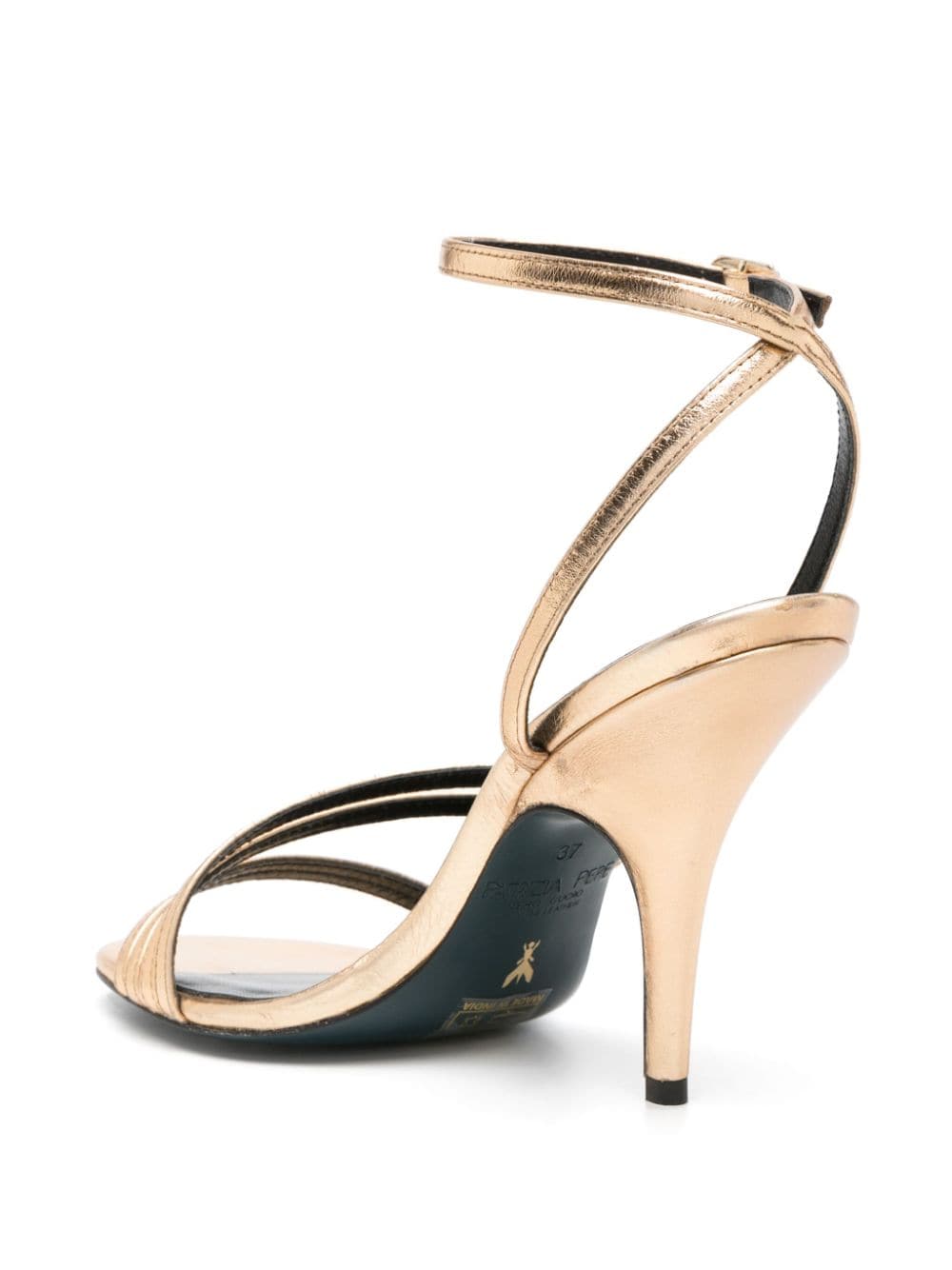 Shop Patrizia Pepe 100mm Metallic Strappy Sandals In Gold