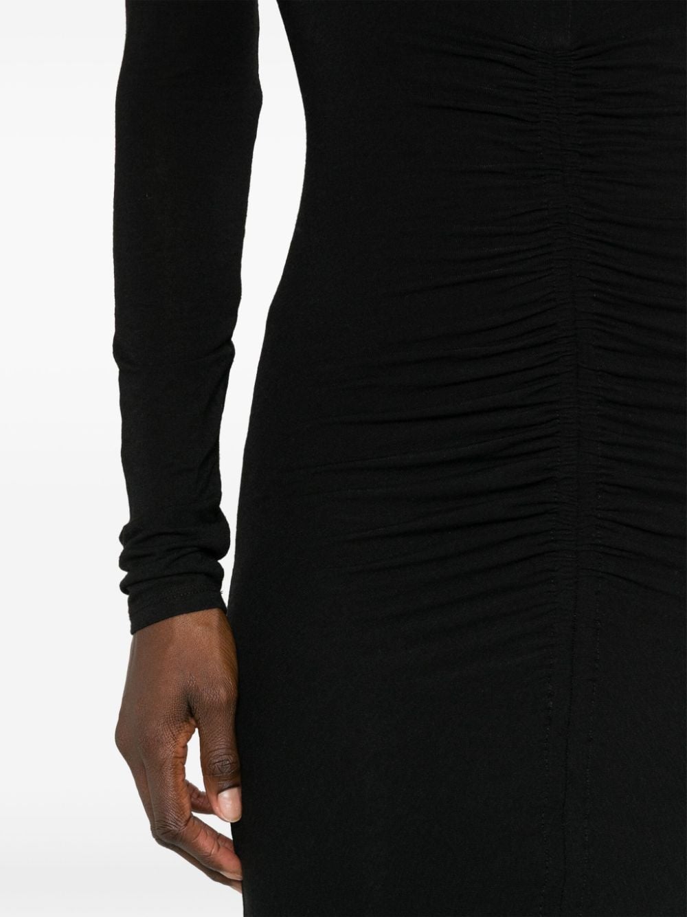 Shop Patrizia Pepe Ruched Jersey Minidress In Black