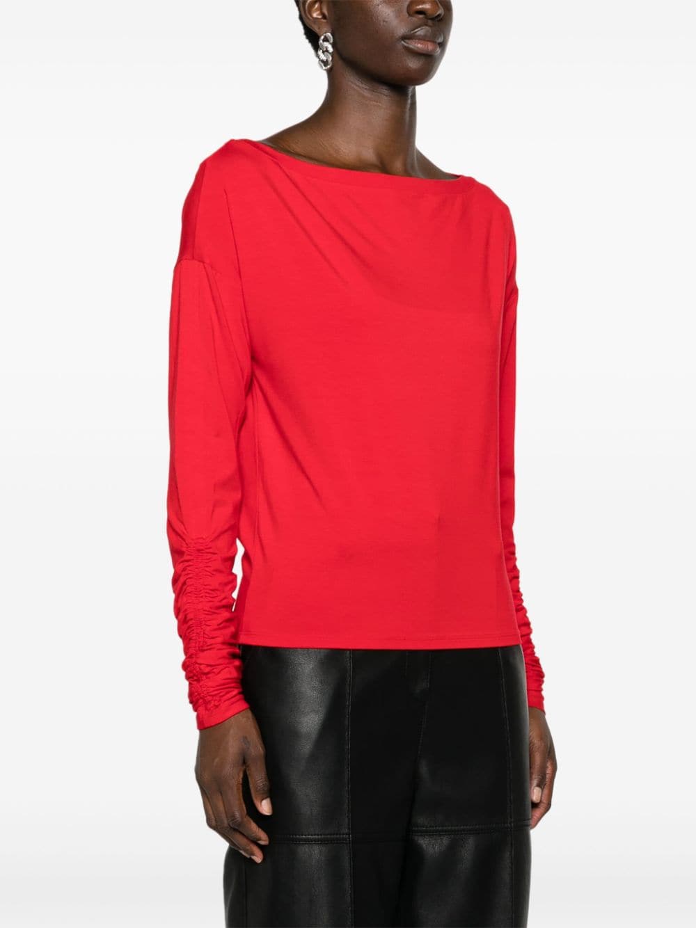 Shop Patrizia Pepe Logo-embroidered Drop-shoulder Sweatshirt In Red