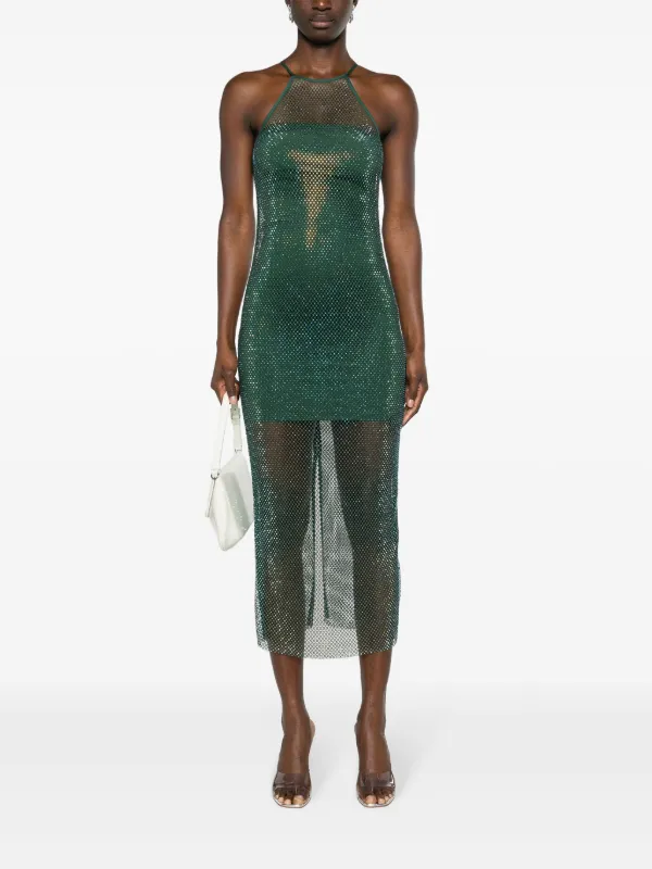 Patrizia Pepe Rhinestoned Mesh Maxi Dress | Green | FARFETCH GE Patrizia Pepe Rhinestoned Mesh Maxi Dress | Green | FARFETCH GE