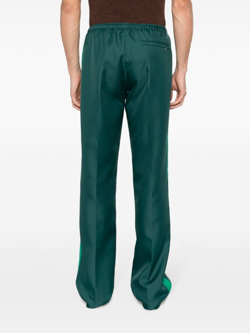 Shop Lanvin Side-stripe Drawstring Cotton Trousers In Green