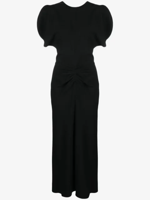 Victoria Beckham Bella gathered puff-sleeve midi dress
