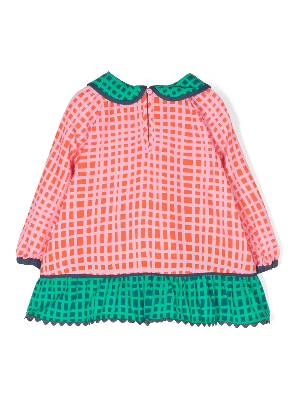 Stella McCartney Kids two-tone geometric-pattern smock dress - Roze