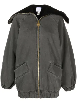 PATOU ボア襟付きデニムジャケット XS グレー Patou オーバーサイズ デニムジャケット | グレー | FARFETCH JP