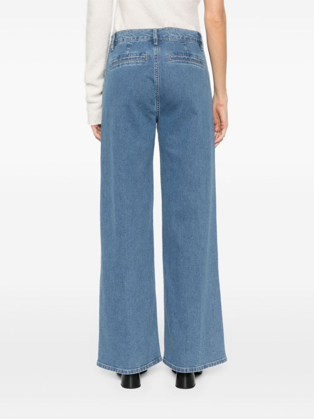 Shop Frame Mid-rise Wide-leg Jeans In Blue