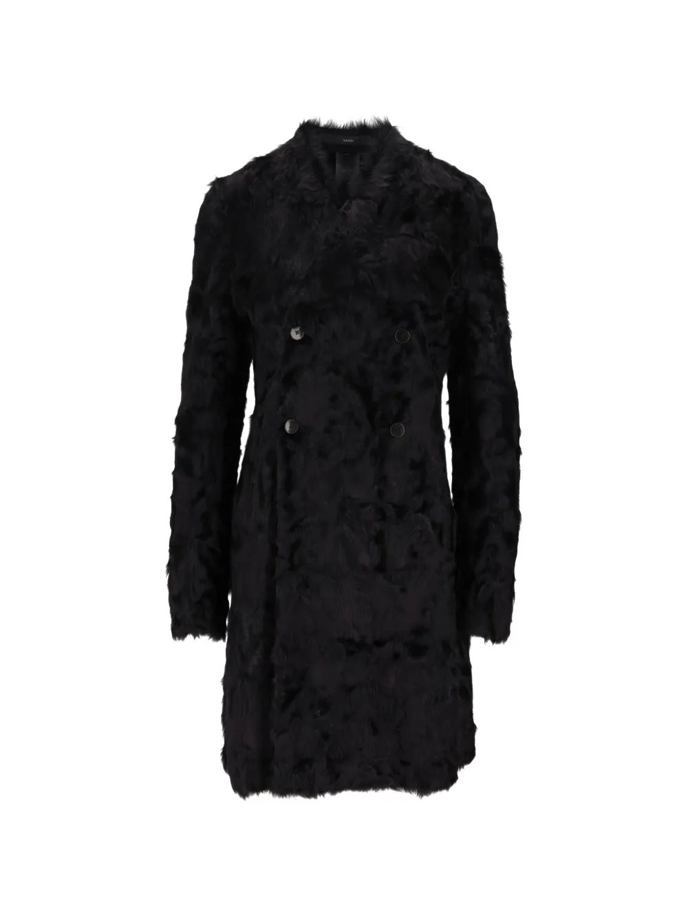 SAPIO double-breasted fur coat - Schwarz