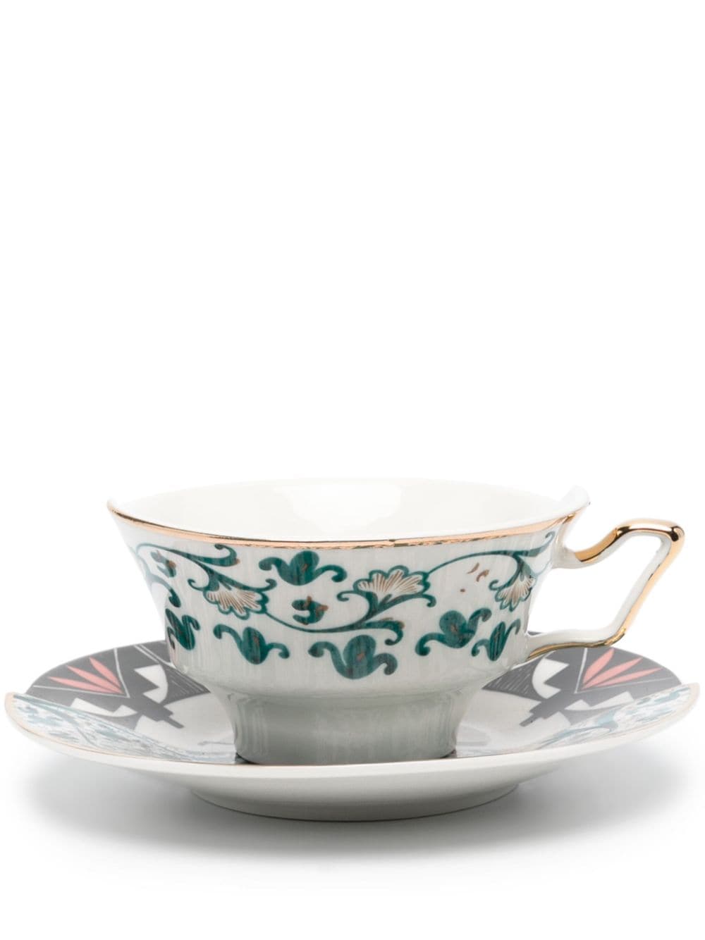 Seletti Hybrid Aspero Ceramic Tea Cup Set In Black