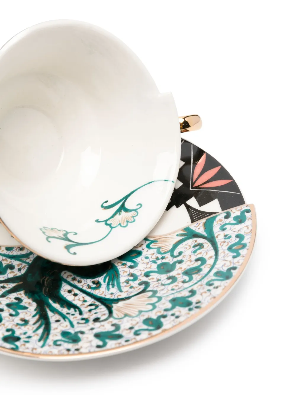 Shop Seletti Hybrid Aspero Ceramic Tea Cup Set In Black