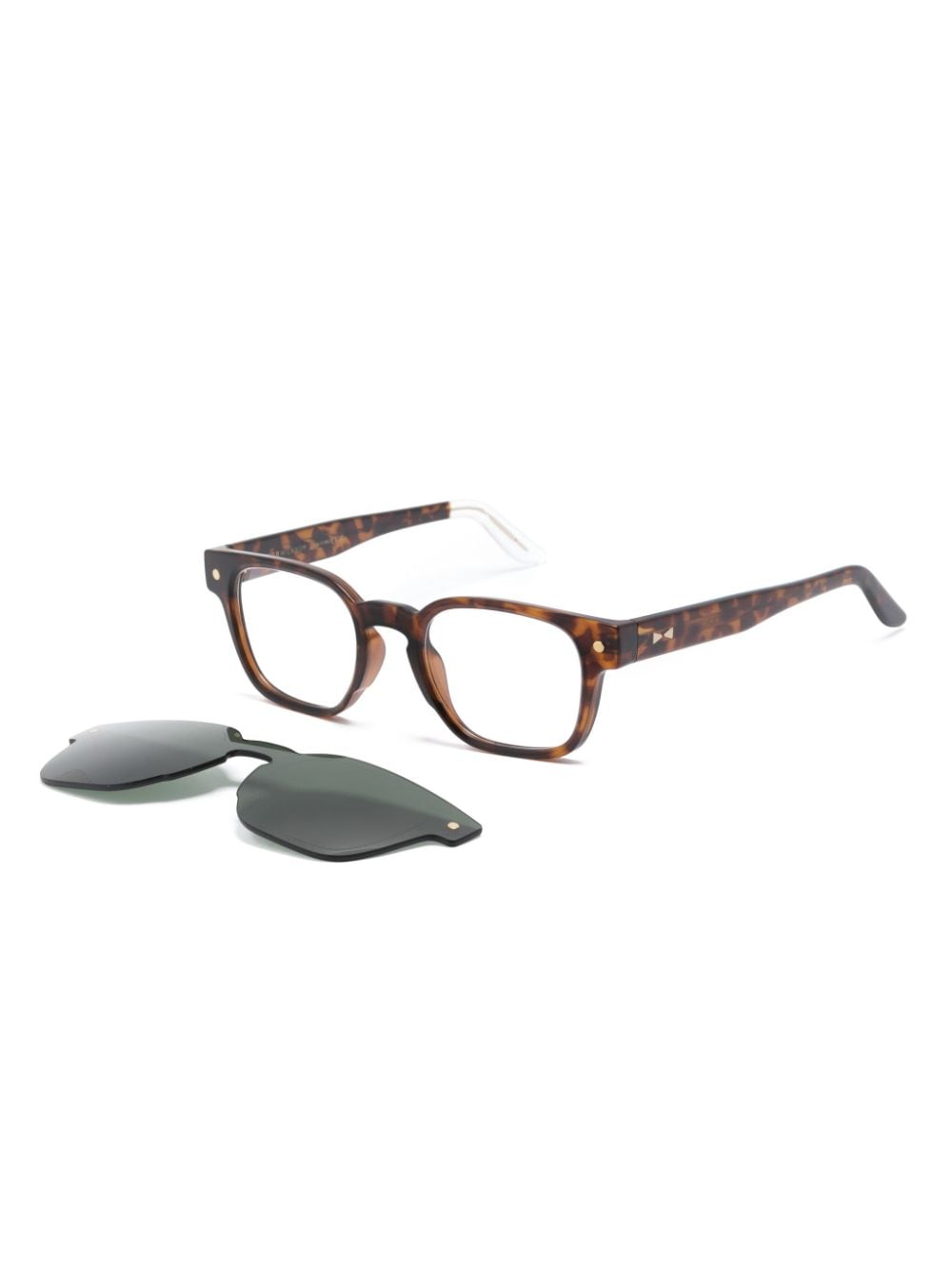 Shop Snob Falco Square Frame Clip-on Glasses In Brown