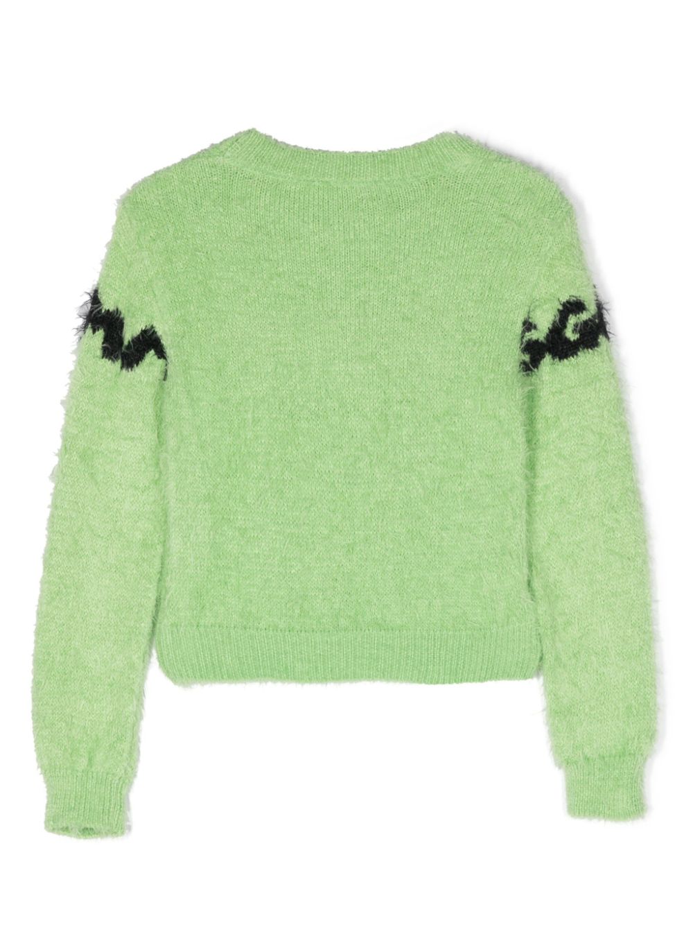 MSGM Kids intarsia-knit logo brushed jumper - Green