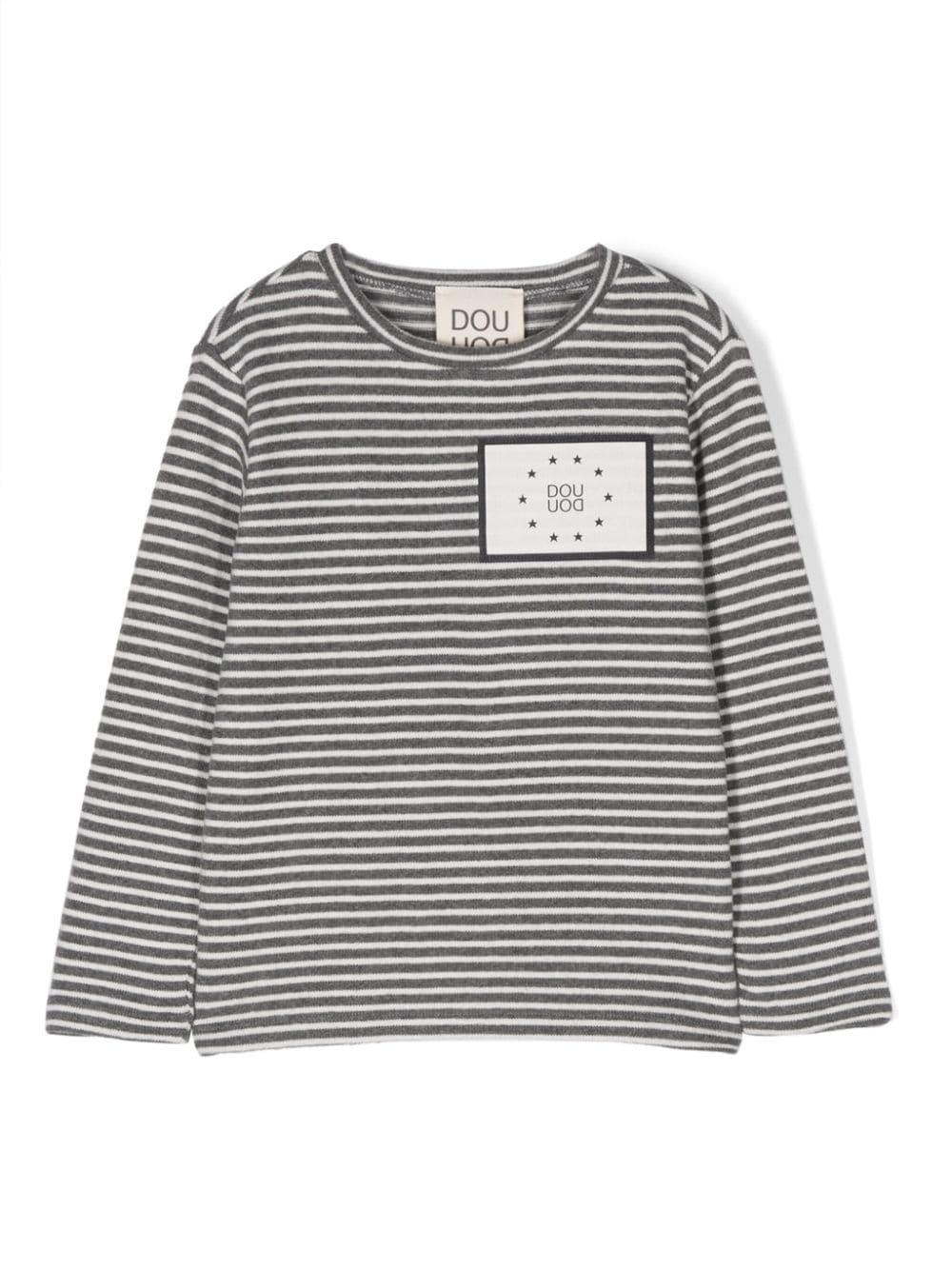 Douuod Kids' Promoteo Striped Cotton T-shirt In Grey