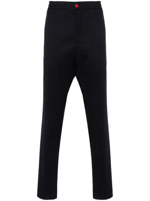 Kiton logo-patch cotton tapered trousers 