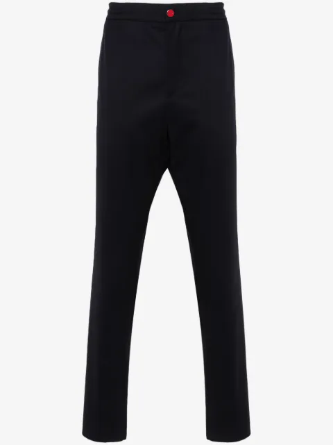 Kiton logo-patch cotton tapered trousers 