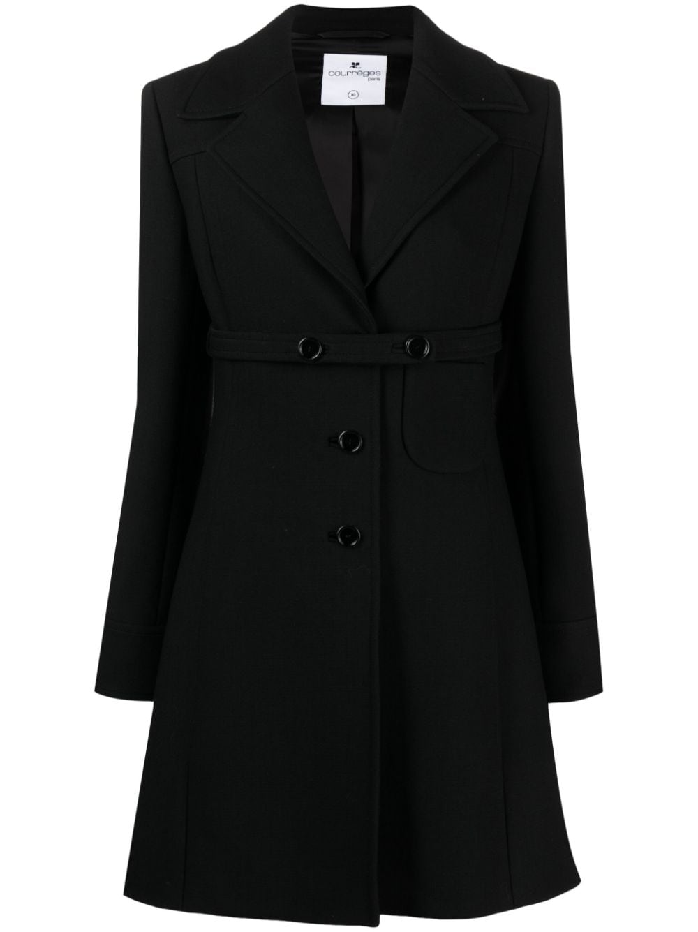 Courrèges Heritage Belted-chest Coat In Black