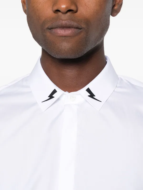 Neil Barrett bolt-print Cotton Shirt | White | FARFETCH JO