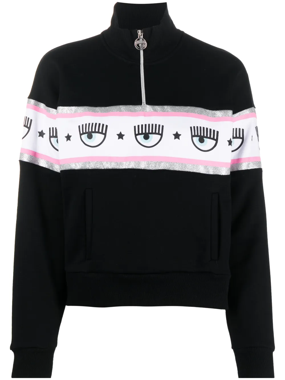 Chiara Ferragni Logo-tape Cotton Sweatshirt In Schwarz